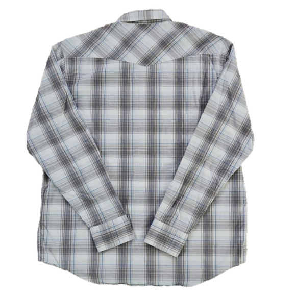 AEROPOSTALE Blue & Gray Plaid Snap Button-Up Shirt - Picture 2 of 5